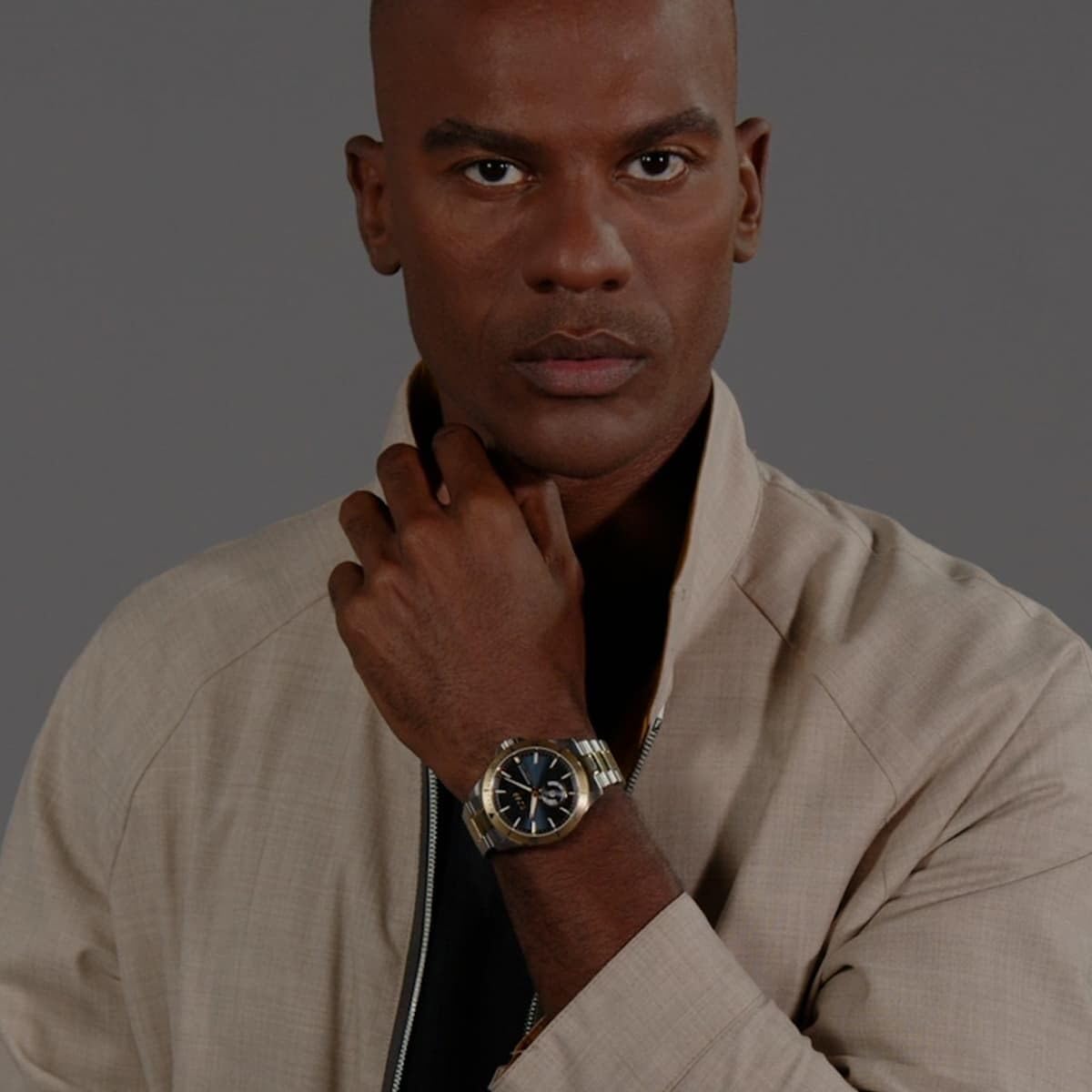 BOSS Mens Troper Automatic Mech-Automatic Blue Round Dial Analog Watch|Two Tone Stainless Steel Material|Silver Color Band