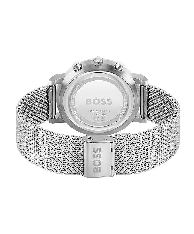BOSS Integrity Qtz Fashion Chrono White Round Dial Men's Watch|Stainless Steel Material|Silver Color Band