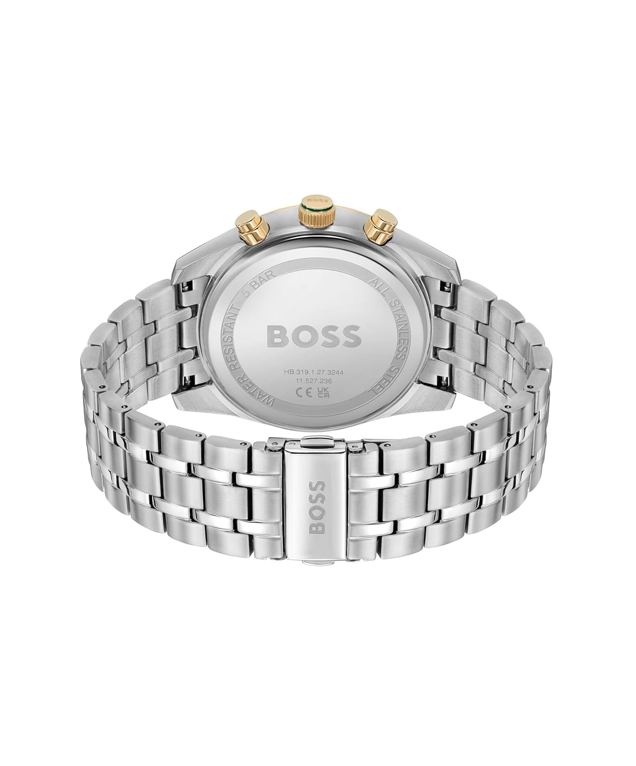 BOSS Hugo Skytraveller Qtz Analog Fashion Chrono Green Round Dial Men's Watch|Stainless Steel Material|Silver Color Band