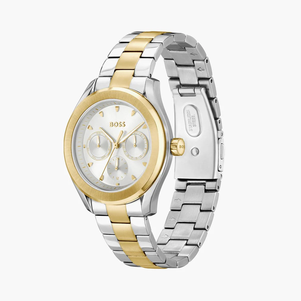 Lida Women Quartz Dual Tone Dial Multi-Function Stainless Steel Watch