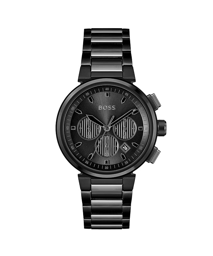 Boss One Qtz Fashion Chrono Black Dial Men's Watch|Ionic Plated Steel Material|Black Color Band