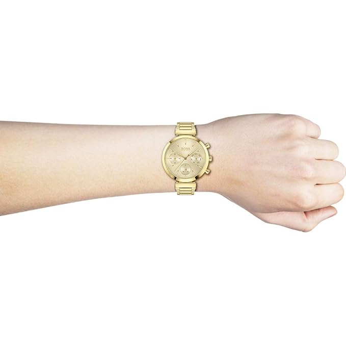 Boss Watches Flawless 24h Indicator|Date Analog Yellow Dial Women's Watch