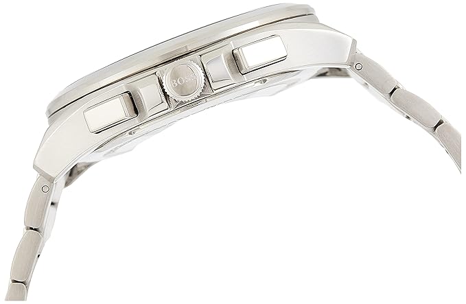 BOSS Grandmaster Qtz Fashion Chrono Blue Round Dial Men's Watch|Stainless Steel Material|Silver Color Band