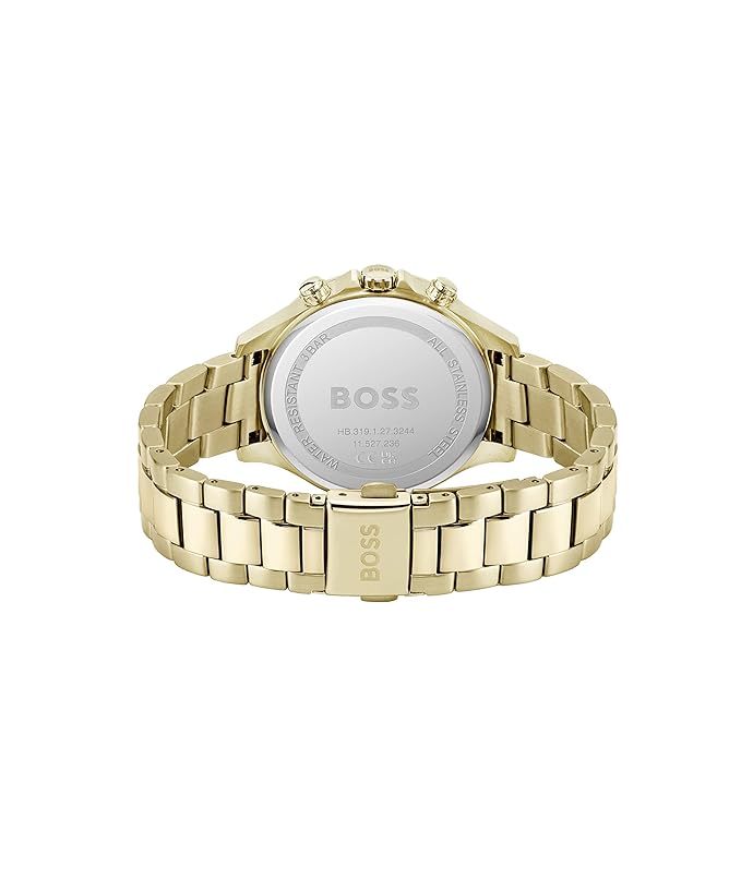 BOSS Hera Qtz Multifunction Silver White Round Dial Women's Watch|Ionic Plated Thin Gold Steel Material|Gold Color Band