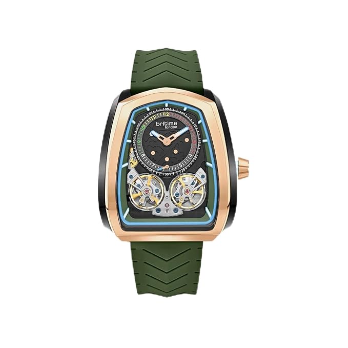 Aventus Men Automatic Green Dial Analog Silicone Watch