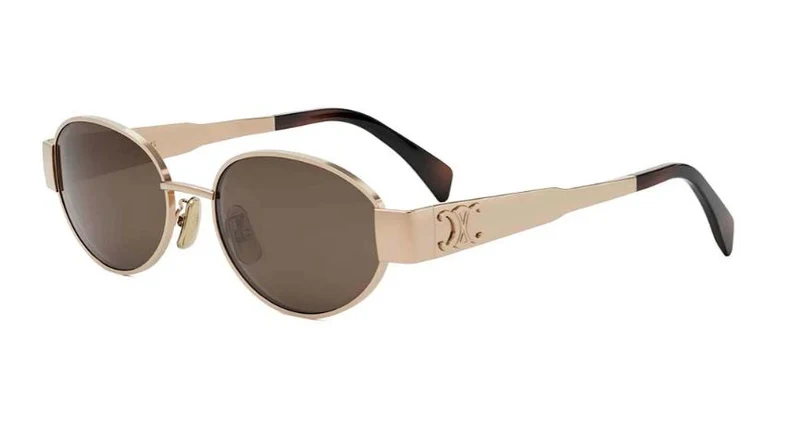 Celine CL40235U 28E Oval Shiny Rose Gold Sunglasses